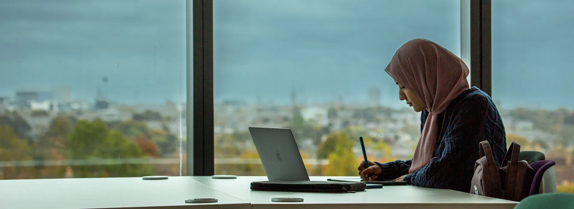 female student studying