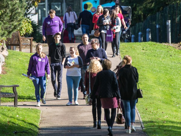 students on campus during open day