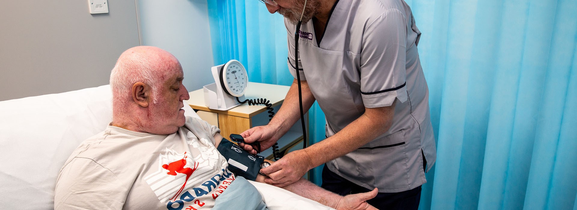 patient getting blood pressure taken at Clinical Skills Centre