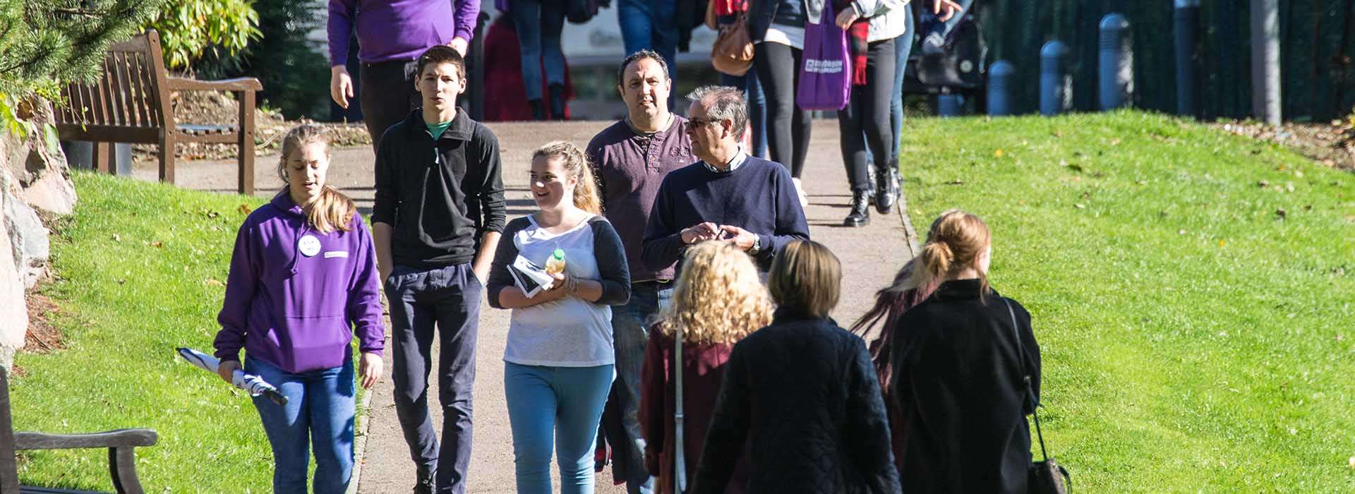 students on campus during open day