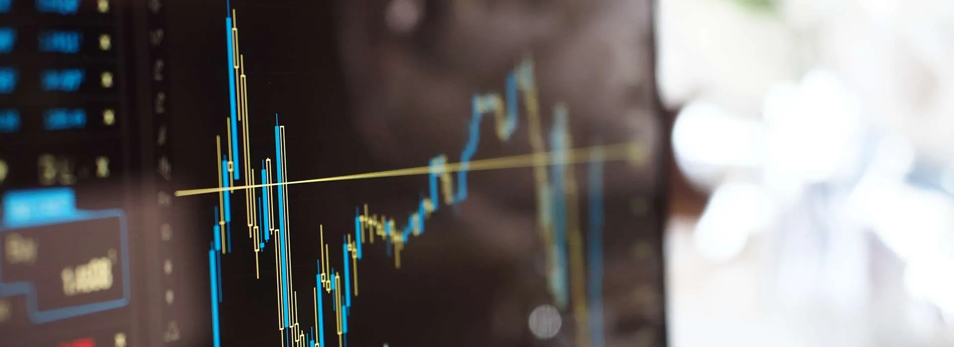 close up of a screen displaying a graph