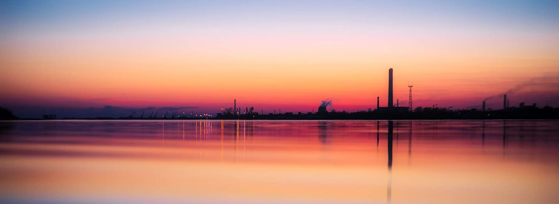 industrial scene at sunset