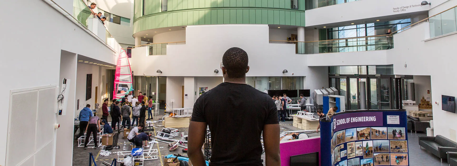 student looking out at rgu engineering project