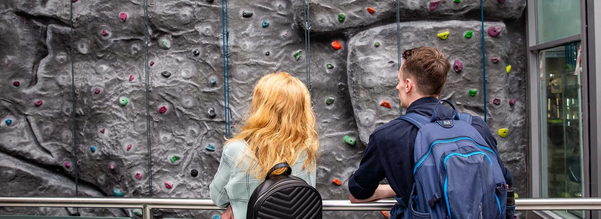 Students at RGU climbing wall