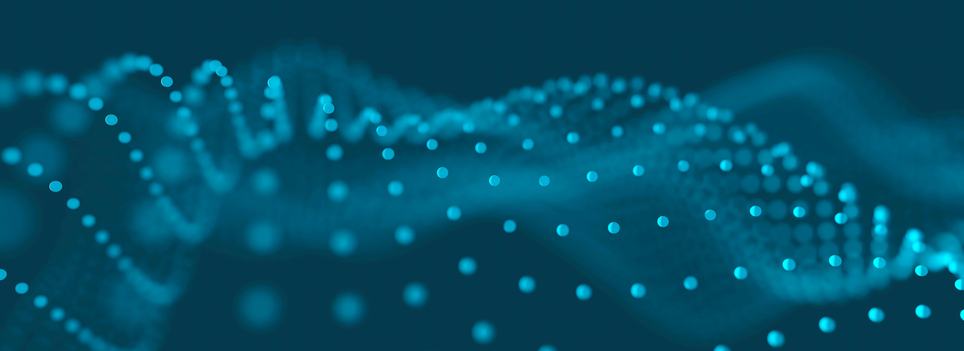 an abstract grid of blue dots in the shape of a wave