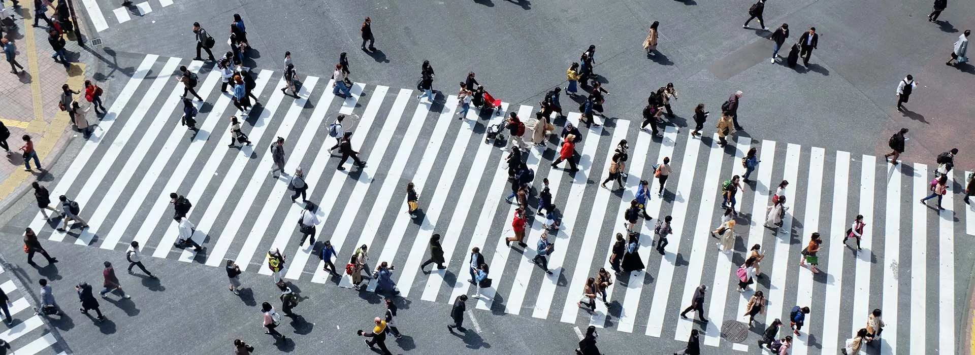 aerial photo of a pedestrian crossing