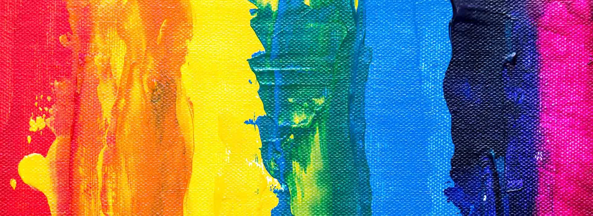 rainbow in messy paint