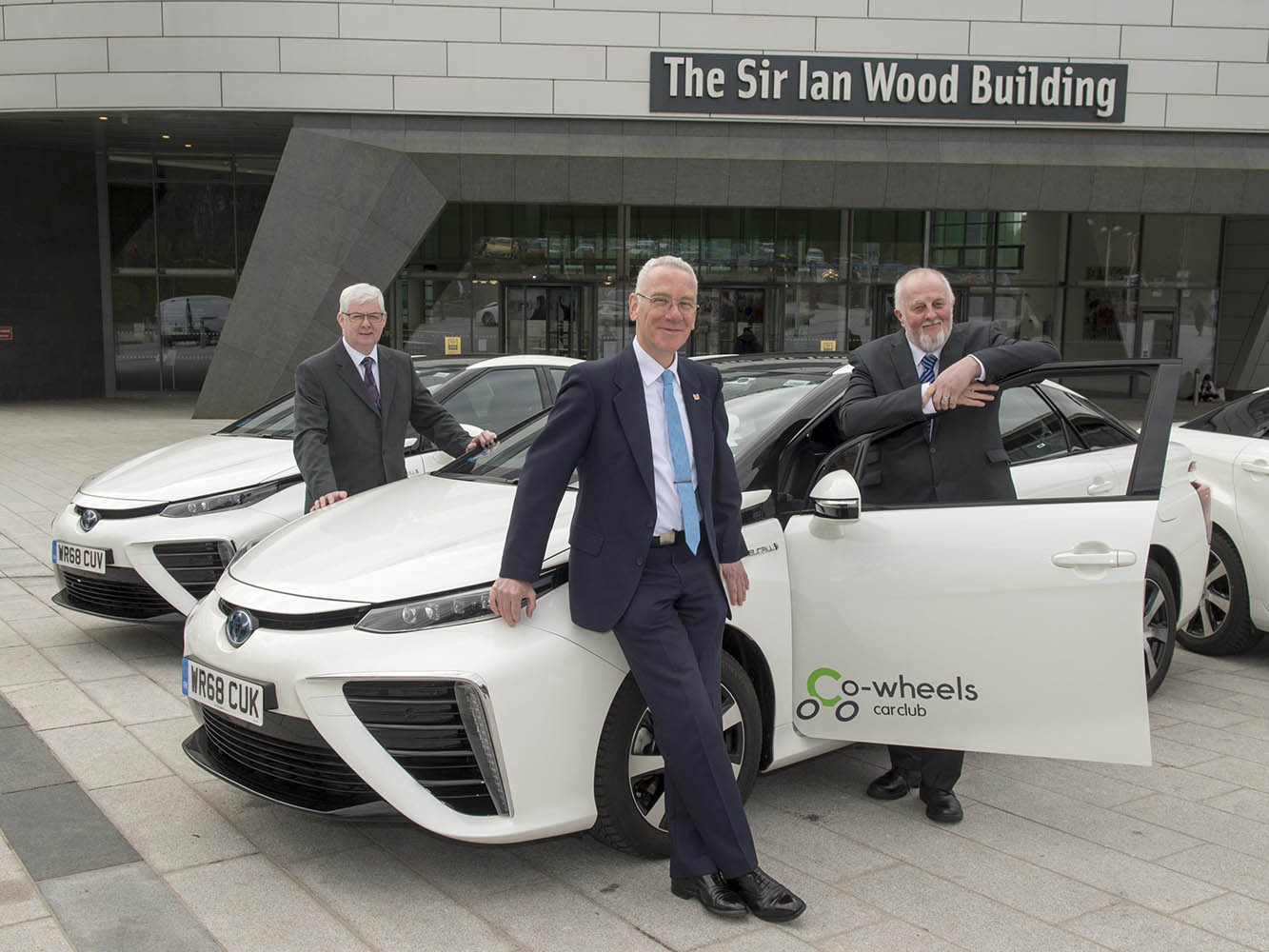 L-R: Bill Somerville- RGU Director of Estates and Properties Services, Councillor Philip Bell, Aberdeen City Council’s operational delivery vice convener, Co-wheels Car Club Scotland Manager Tony Archer L-R: Bill Somerville- RGU Director of Estates and Properties Services, Councillor Philip Bell, Aberdeen City Council’s operational delivery vice convener, Co-wheels Car Club Scotland Manager Tony Archer