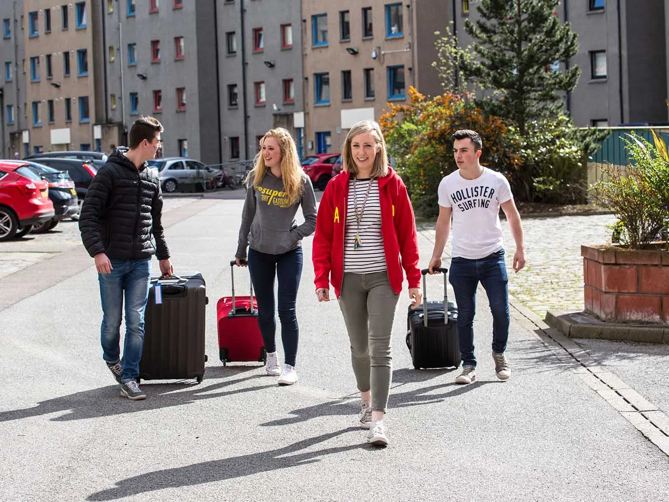 students walking to accomodation