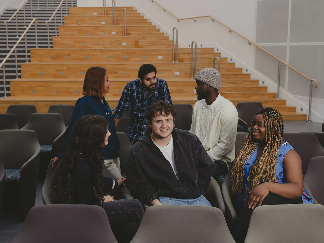 6 students sit in RGU's Sir Ian Wood Building