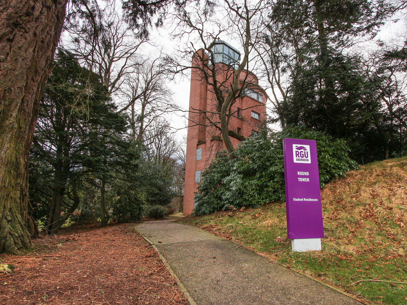 Walkway and exterior of Garthdee Towers