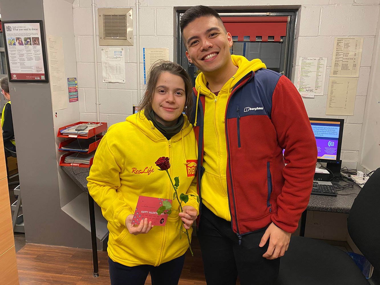 Two students post together
