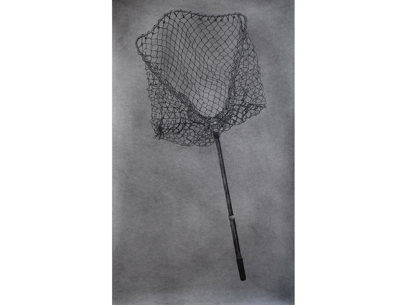 Black and white sketch of a fishing net