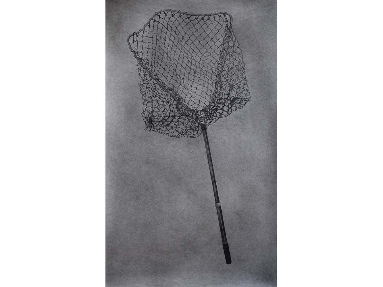 Black and white sketch of a fishing net