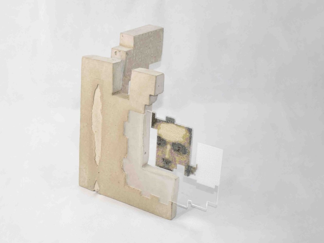 concrete sculpture with hand embroidery inspired by Soviet memorialisation, brutalist architecture and Russian Avant-garde 