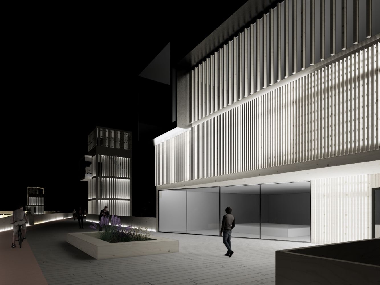 Architectural rendering of exterior building at newly imagined Green Corridor in Torry