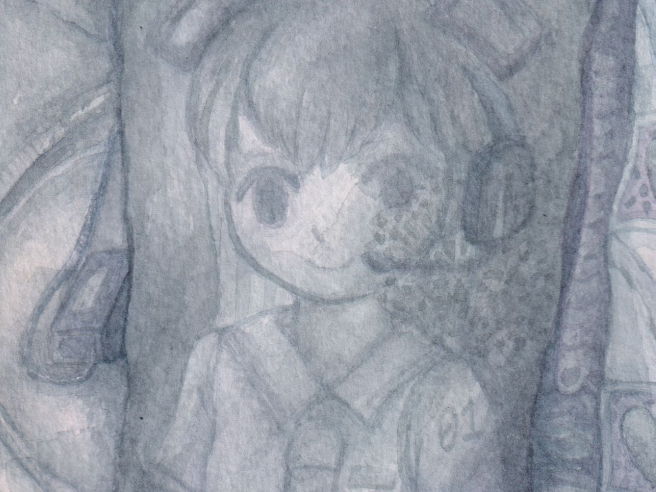 Painting of a girl wearing a headset