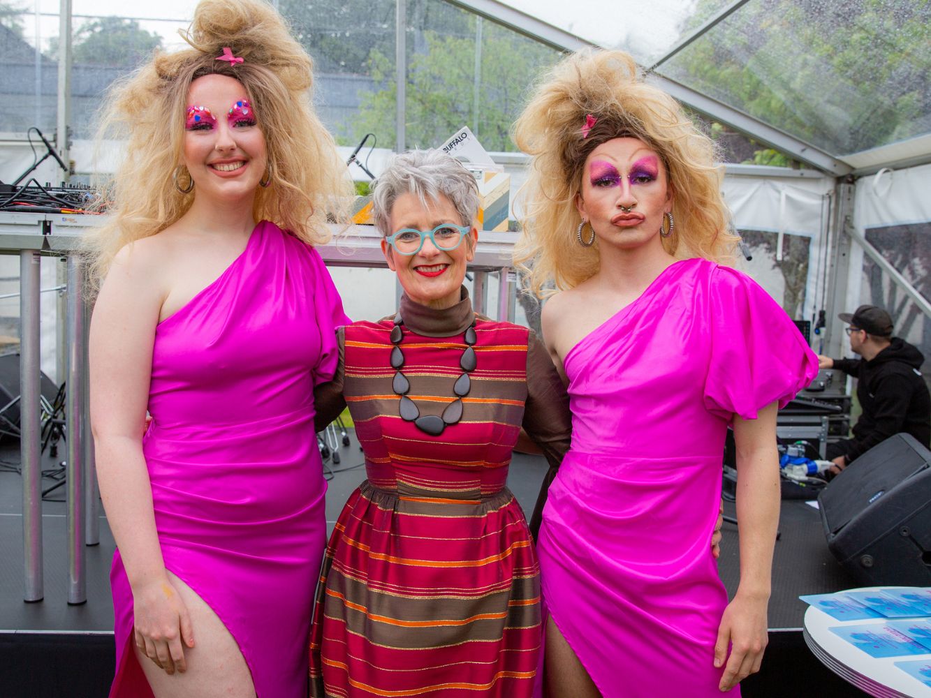 Libby Curtis with Olive and Anya at Grays launch