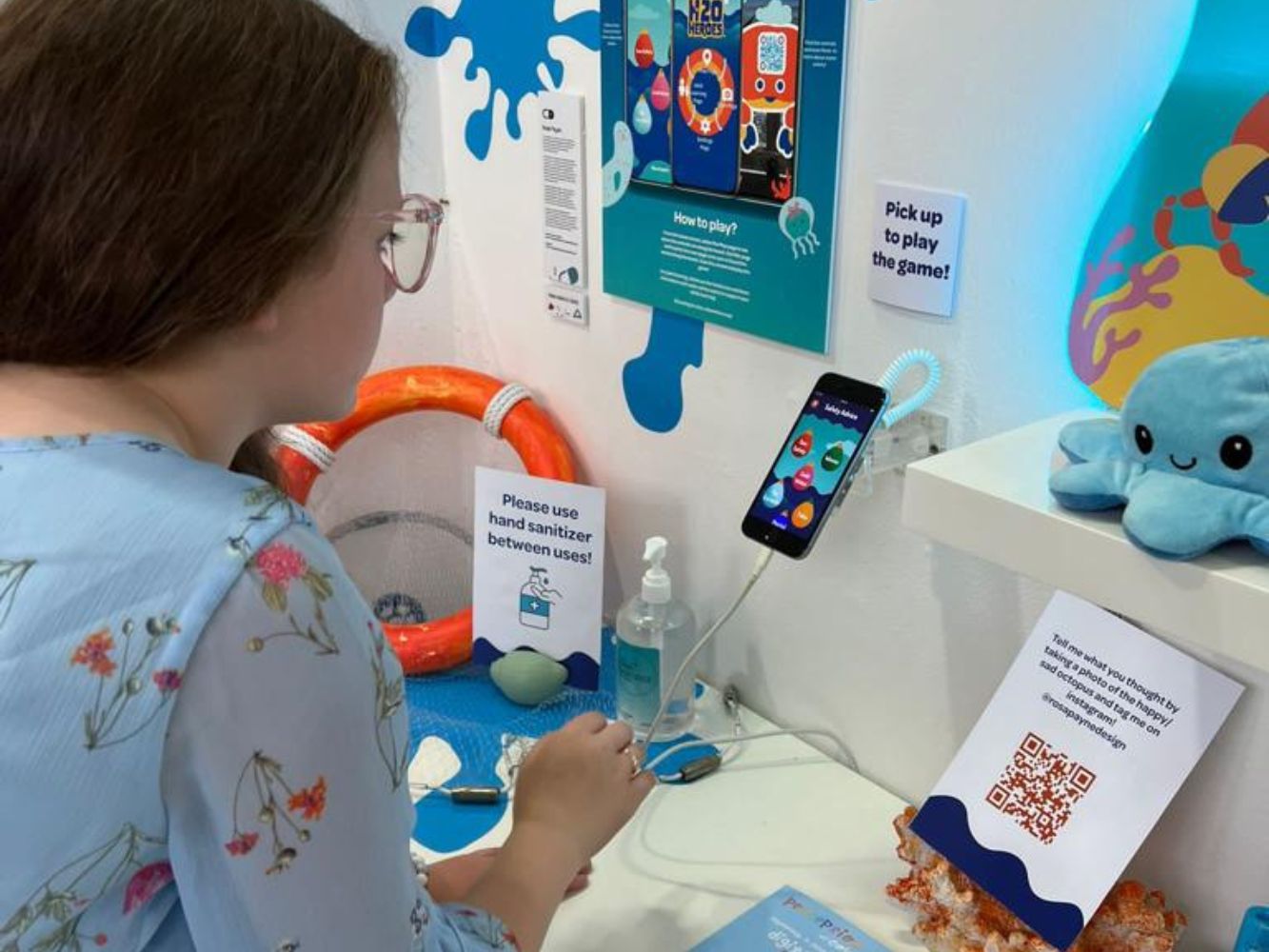 Kitty Donovan uses interactive features at Degree Show, including phone games