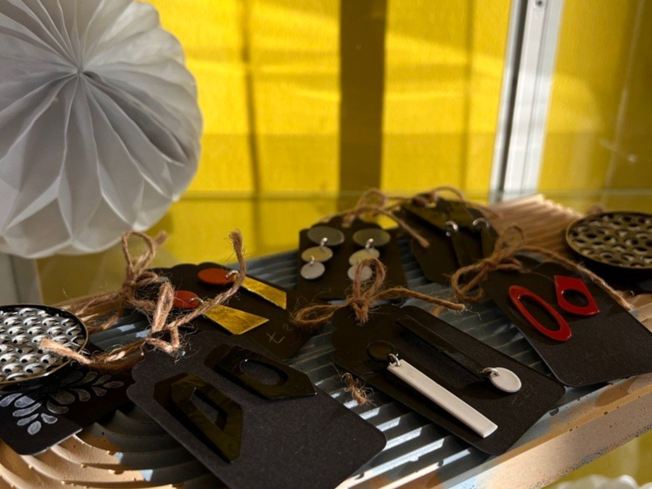 Display of various shaped earrings