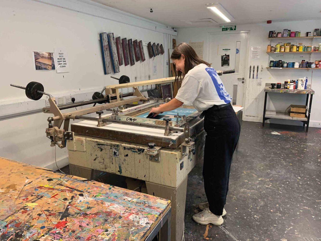 Woman printmaking