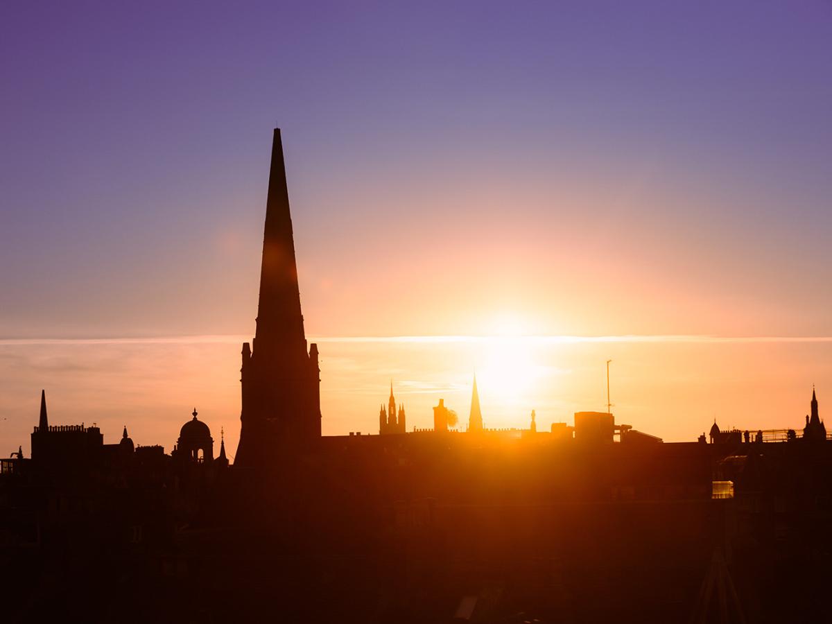 Aberdeen city skyline at sunrise VisitAbdn-ExpSept26-Aberdeen-spires-45