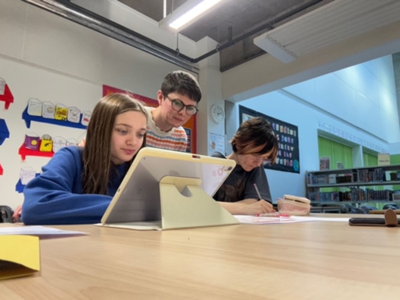 Pupils working on the project