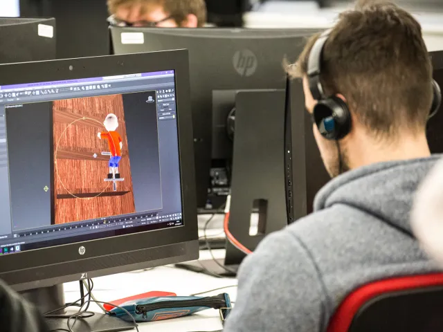 student working on 3D animation