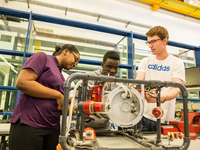students working with ROV