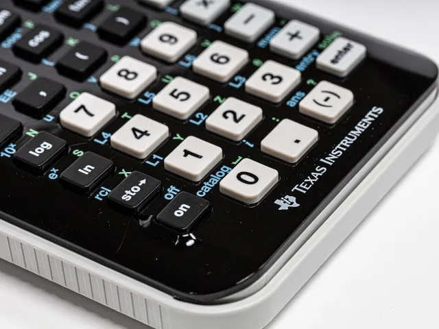 Close up of buttons on a calculator