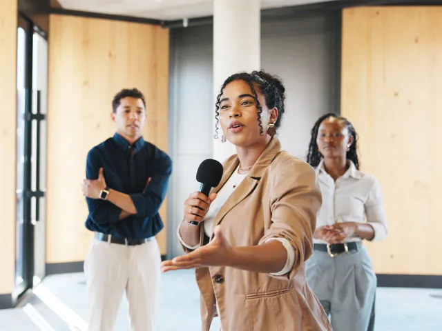 Woman giving presentation