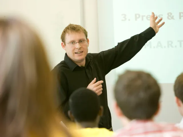 man giving presentation