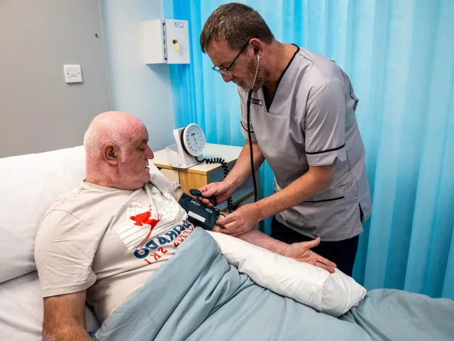 patient getting blood pressure taken at Clinical Skills Centre