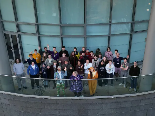 drone picture of group of people
