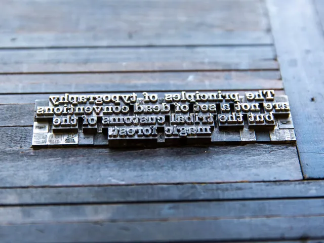 type set into a block