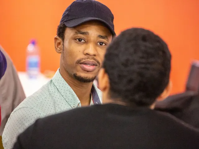 two people having a conversation