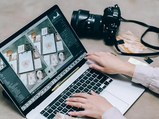 person on a laptop with a camera