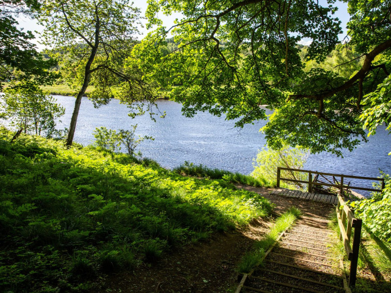 Stairs leading down to the River Dee on the Garthdee Campus.