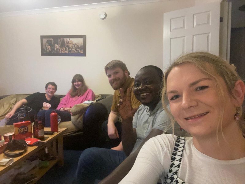 University Challenge team sitting on a couch