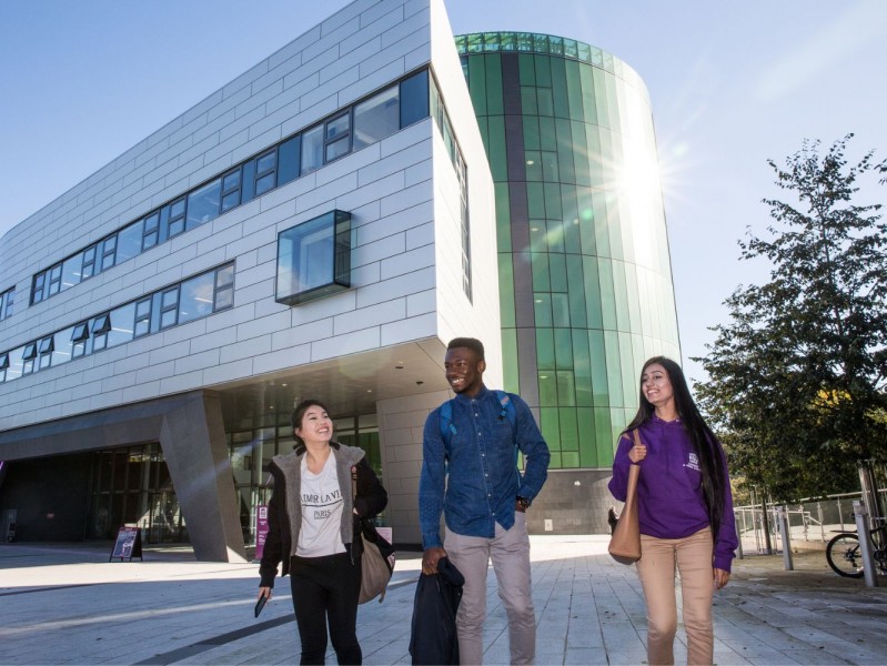 Students walk outside Sir Ian Wood Building