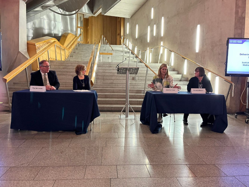 RGU’s Professor Paul de Leeuw, Audrey Nicoll MSP, Donella Beaton Vice Principal for Economic Development at RGU and Jennifer Craw from Opportunity North East.