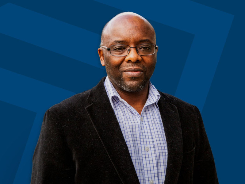 Professor James Njuguna from RGU in front of a blue background