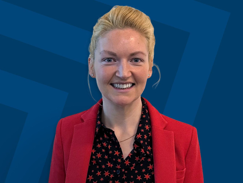 Dr Whitney Bevan from RGU in front of a blue background