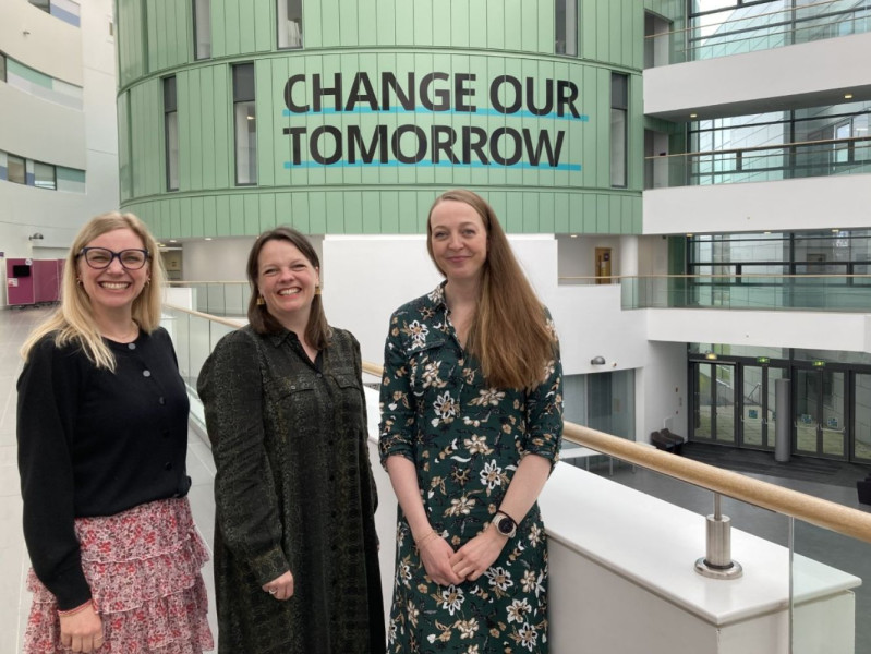 Christine Sletbakk, RGU Orkney's Elsa Cox and Kristin Rønhovde posing on campus