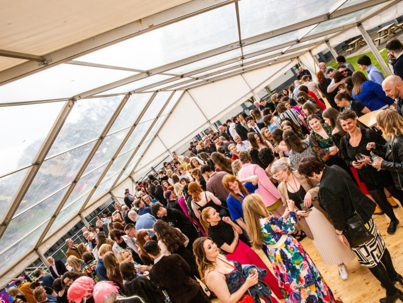 Image shows Gray's Degree Show launch in the marquee