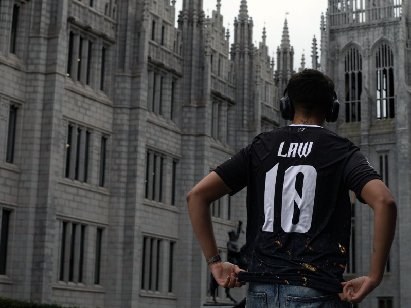 The kit being worn by a model at Marischal College The kit being worn by a model at Marischal College