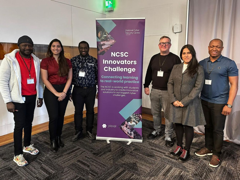 From left to right: Johnson Olakanmi (RGU), Minali Muley (University of Warwick), Chukwuma Omolu (RGU), Barry Fraser (Edinburgh Napier University), Gabriela Espinosa (University of Warwick) and Henry Nwachukwu (RGU).