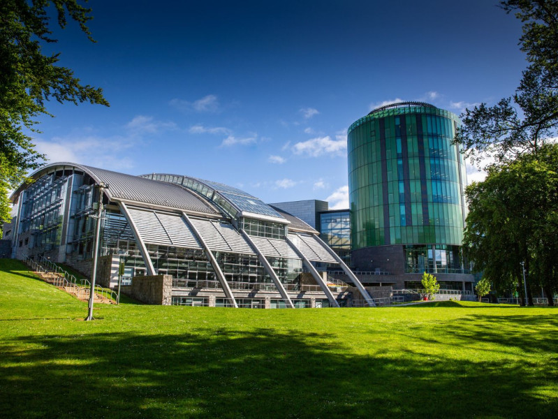 RGU library and Riverside building in spring