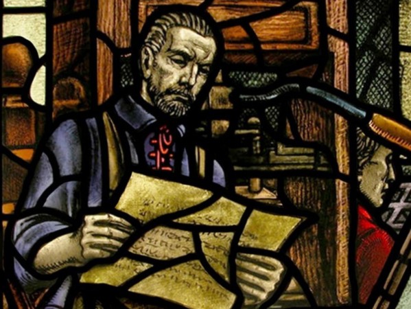 MacLachlan Memorial Window depicting Edward Raban, designed by Douglas Strachan (1875-1950) one of Scotland's pre-eminent stained glass window designer (an alumnus of Gray's School of Art). Image by Peacock Visual Arts