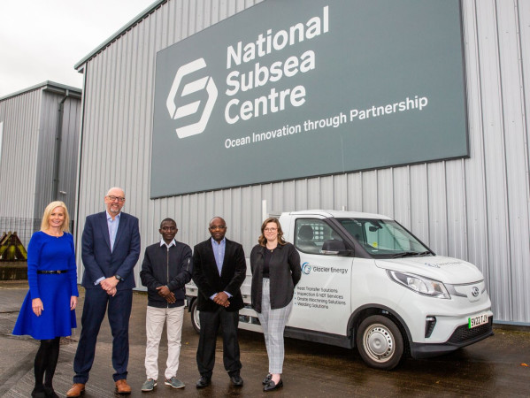 Tracie Watson, Glacier Energy Business Development Director; Andy Scott, Glacier Energy Heat Transfer Director; Auwalu Mohammed, NSC Research Fellow; James Njuguna, RGU Professor and NSC Integrated Energy Lead; Jemma Reynolds, NSC Research Assistant